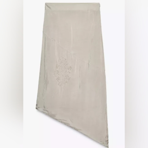 Zara ZW Collection Embroidered Asymmetric Skirt - Picture 3 of 6